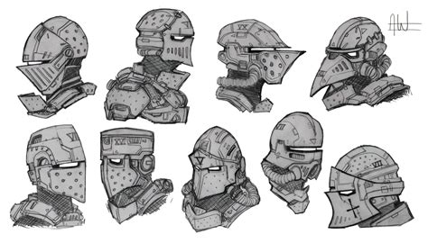 ArtStation - Sci-Fi Medieval Helmets, Archie Whitehead | Medieval helmets, Fantasy character ...