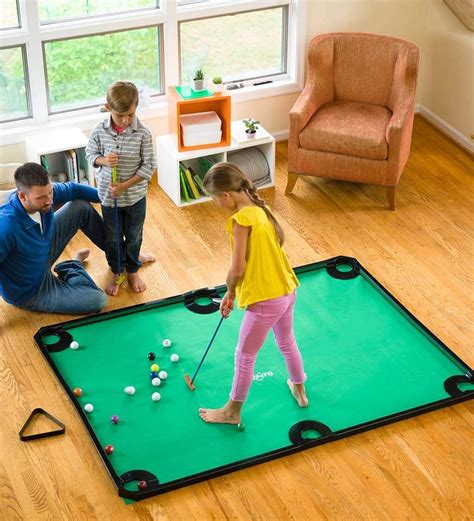 HearthSong Golf Pool Indoor Family Game Kids Toy Carbon Fiber 78″Lx57″W Includes Golf Clubs, 16 ...