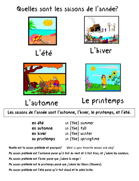 Weather and Seasons - French Tutoring and Resources