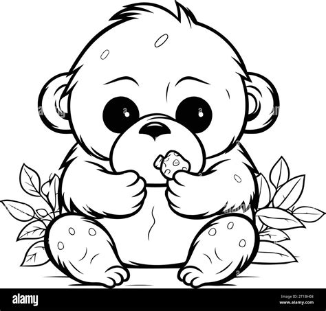 Cute cartoon baby monkey sitting on the ground. Vector illustration Stock Vector Image & Art - Alamy