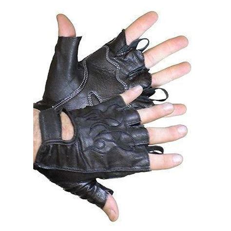 Vance VL447 Mens Black Leather Fingerless Gloves With Gel Palm - Team ...