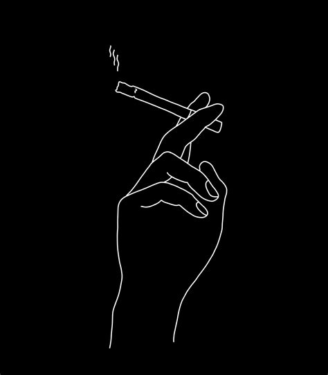 Vector single line illustration of a hand holding a cigarette. Simple ...