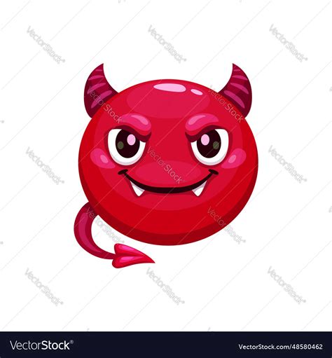 Cartoon halloween devil emoji face with horns Vector Image