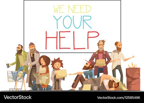 Homeless people cartoon style Royalty Free Vector Image