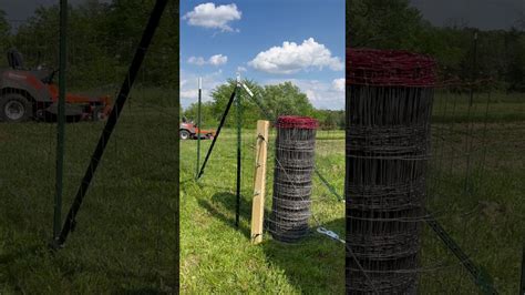 Stretching livestock fencing around our vegetable garden. Homemade diy ...