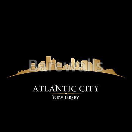 Atlantic city New Jersey skyline silhouette black background | Atlantic city, Skyline silhouette ...