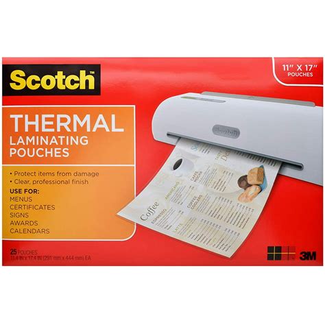 Scotch Thermal Laminating Pouches, 11.45 x 17.48-Inches, 25-Pouches ...