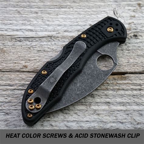 MODIFIED Spyderco Endura 4 - ACID WASH - Black Handle/Orange Backspacer