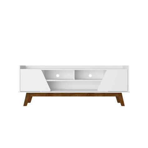 Manhattan Comfort Marcus White Mid-Century Modern TV Stand Fits TVs Up ...