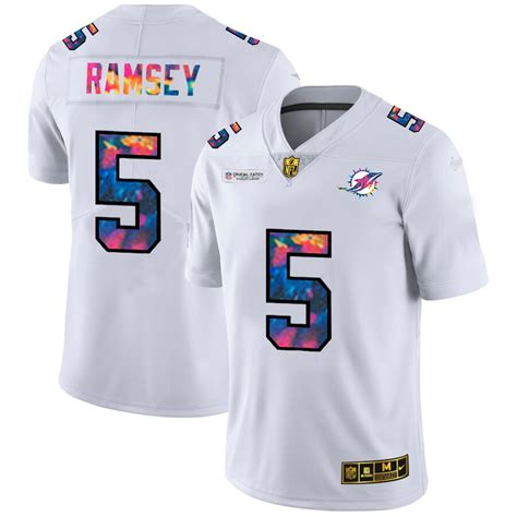 Miami Dolphins #5 Jalen Ramsey Men’s White Multi-Color 2023 NFL Crucial ...