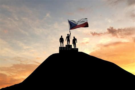 Czech Republic Flag Being Waved on Top of a Winners Podium. 3D ...