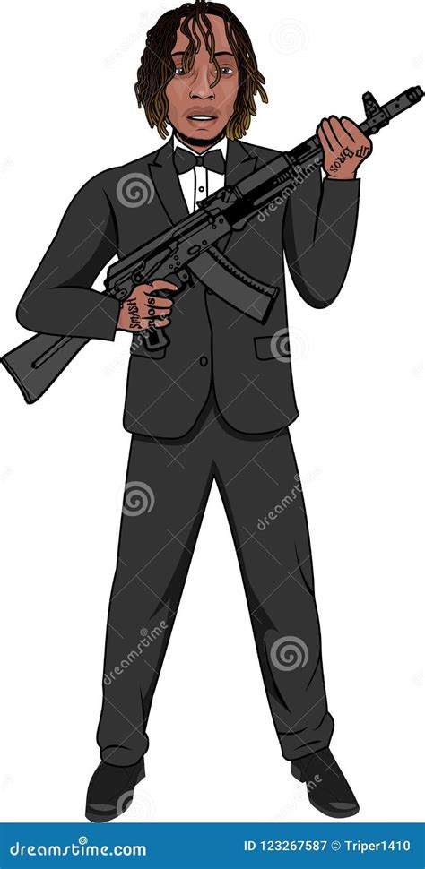 Men holding gun stock vector. Illustration of suit, cartoon - 123267587