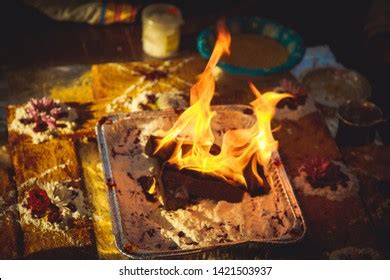 Indian Rituals Homam Burning Firewood Ghee Stock Photo (Edit Now ...