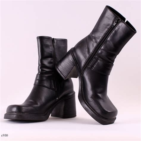 Items similar to 90s Platform Boots . Black Chunky Boots . sz US 5.5 , Eur 36, UK 3 on Etsy