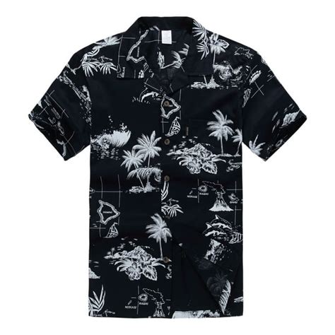 Hawaii Hangover - Hawaiian Shirt Aloha Shirt in Black Map - Walmart.com - Walmart.com