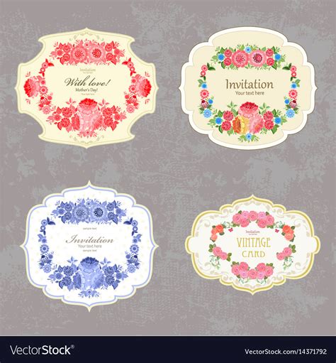 Collection of vintage labels with flowers Vector Image