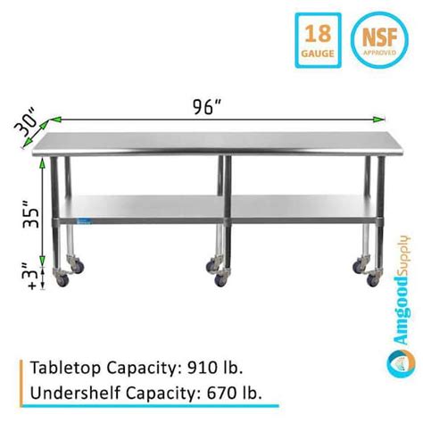 Stainless Steel Table Add Casters Choose From 43 Sizes NSF Metal Work ...