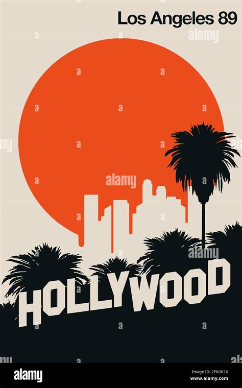 hollywood travel retro silhouette illustration Stock Photo - Alamy