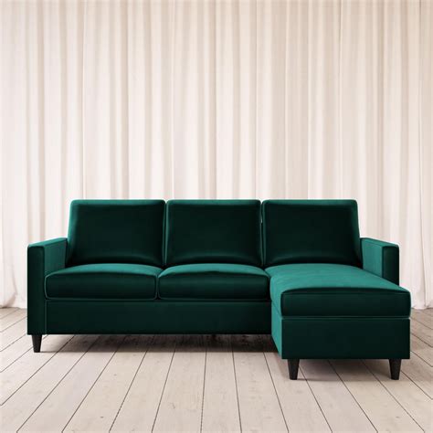 DHP Cooper Modern Sectional Sofa, Green Velvet - Walmart.com | Modern ...