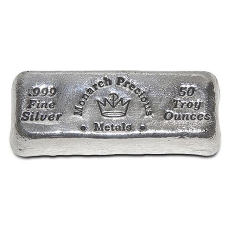 Buy 50 oz Monarch Precious Metals Poured Silver Bars - Silver.com