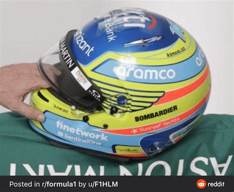 Alonso’s new helmet : r/AstonMartinFormula1