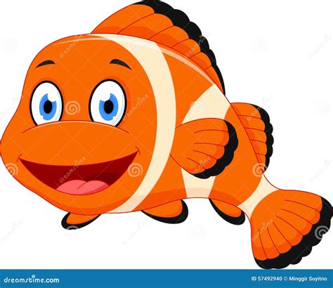 Cute clown fish cartoon stock vector. Illustration of yellow - 57492940