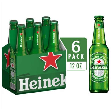 Heineken Original Lager Beer, 6 Pack, 12 fl oz Bottles, 6 bottles / 12 fl oz - Fry’s Food Stores