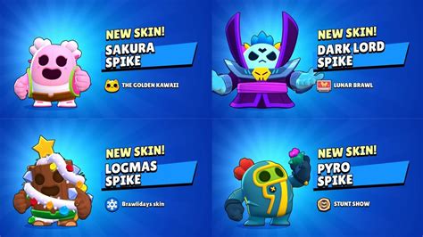 ALL SPIKE SKINS UNLOCK ANIMATION | Brawl Stars - YouTube