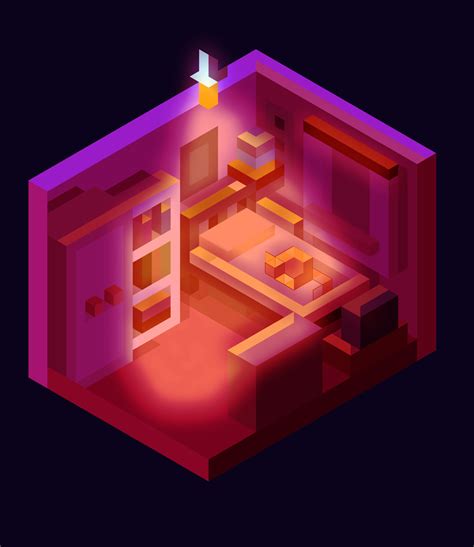 ArtStation - Isometric Bedroom Pixel Art Concept Night + Day