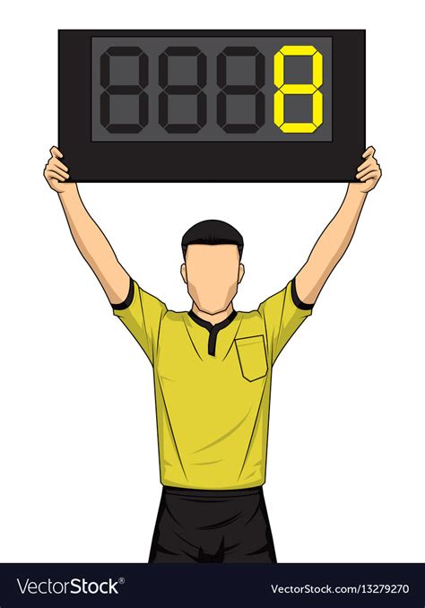 Football referee shows extra time the soccer Vector Image