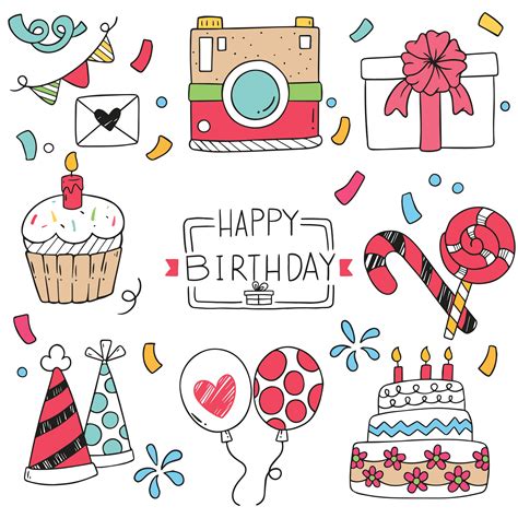 Happy birthday doodle Ornaments 682508 Vector Art at Vecteezy