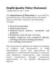 DepEd Quality Policy Statement.docx - DepEd Quality Policy Statement ...