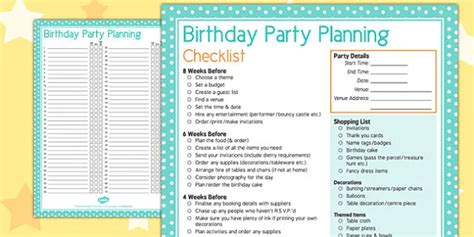 Plan For A Birthday Party