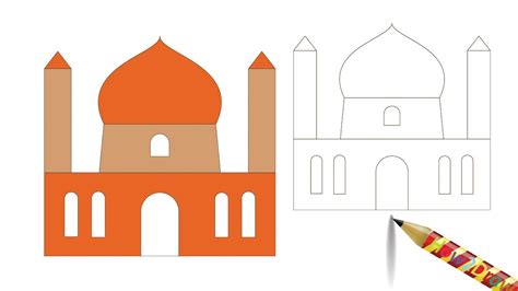 How to Draw a Mosque Easy Drawing - Coloring Page - YouTube