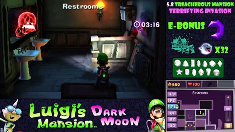 Luigi's Mansion: Dark Moon Walkthrough - 5.8 - Terrifying Invasion [E-Bonus] - YouTube