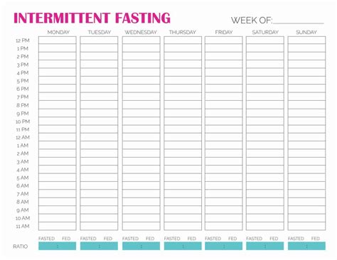 Free Printable Intermittent Fasting Schedule