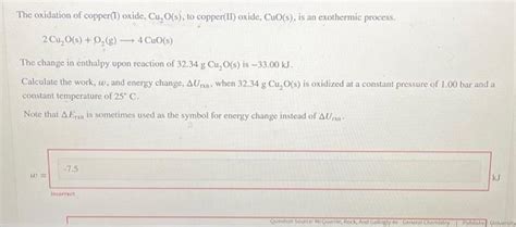 Solved The oxidation of copper(1) oxide, Cu₂O(s), to | Chegg.com