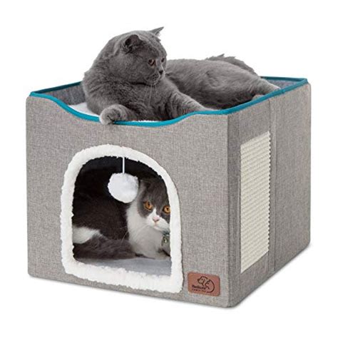 Bedsure Cat Cube, Foldable Cat Cubes for Indoor Cats, Cat House Indoor - Large Cat Bed with ...