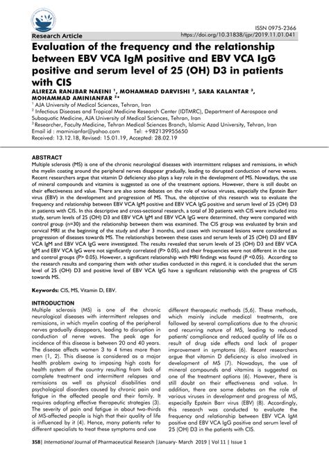 (PDF) Evaluation of the frequency and the relationship between EBV VCA ...