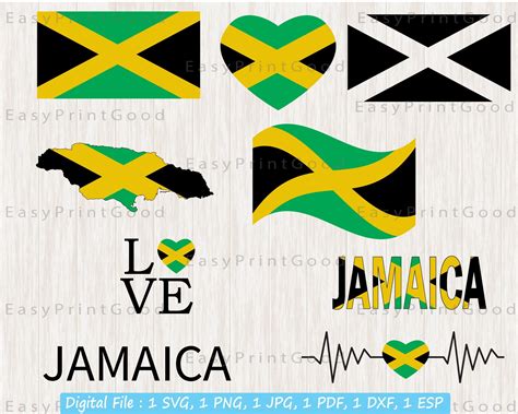 Jamaica Flag Svg Jamaica State Svg Love Jamaica Reggae - Etsy