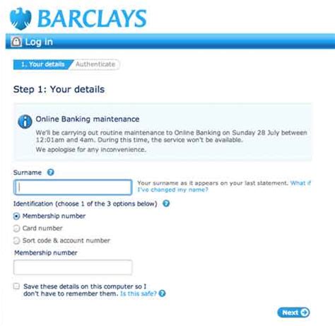 www.barclays.co.uk : Login details to Barclays Account