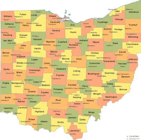 map of Ohio Counties #mapo #radioamatoro | America del norte