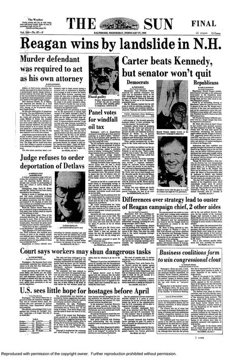 Retro Baltimore, The Front Page: Feb. 27, 1980 Click on the...