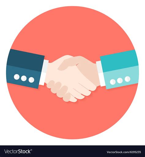 Two businessmen shaking hands flat circle icon Vector Image