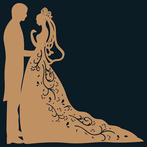 Bride and Groom Silhouette Wedding Cake Topper. 14562786 Vector Art at ...