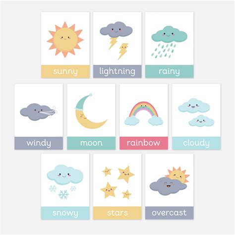 Weather Flashcards | Toddler Flashcards by Little Boo Learning