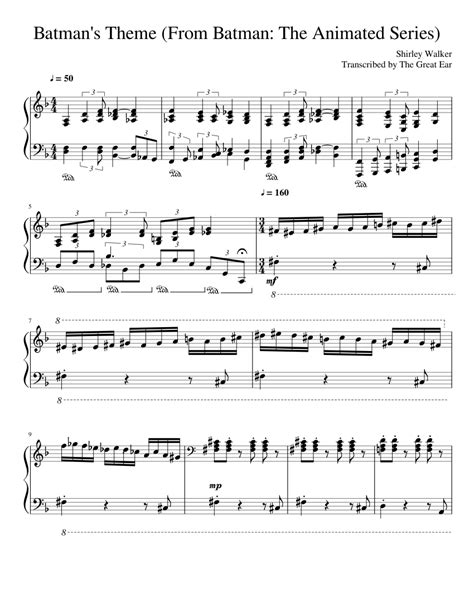 Batman's Theme (From Batman: The Animated Series) sheet music for Piano download free in PDF or MIDI