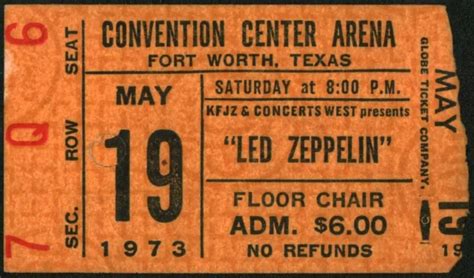 LED ZEPPELIN-JOHN BONHAM-1973 RARE Concert Ticket Stub (Fort Worth-Convention) $275.00 - PicClick