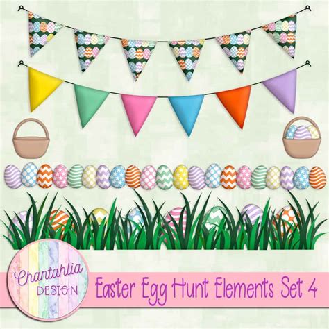 Free Easter Egg Hunt Design Elements for Digital Scrapbooking