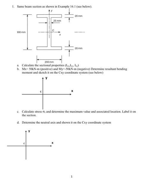 Solved 1. Same beam section as shown in Example 16.1 (see | Chegg.com